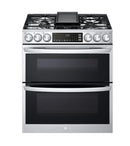 LG - 6.9 Cu. Ft. Smart Slide-In Double Oven Gas True Convection Range with EasyClean and InstaView - Stainless Steel Model:LTGL6937F
