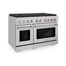 ZLINE 48 in. 6.7 cu. ft. Double Oven Gas Range in Stainless Steel with 8 Brass Burners (SGR-BR-48)