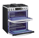 LG - 6.9 Cu. Ft. Smart Slide-In Double Oven Gas True Convection Range with EasyClean and InstaView - Stainless Steel Model:LTGL6937F