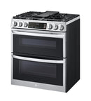 LG - 6.9 Cu. Ft. Smart Slide-In Double Oven Gas True Convection Range with EasyClean and InstaView - Stainless Steel Model:LTGL6937F
