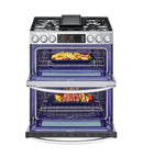 LG - 6.9 Cu. Ft. Smart Slide-In Double Oven Gas True Convection Range with EasyClean and InstaView - Stainless Steel Model:LTGL6937F