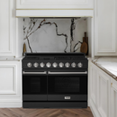 Gordon Ramsay by THOR Kitchen 48" 6.8 cu. ft. Professional Natural Gas Range in Matte Black with Stainless Steel Accents, RSG48EB-SS