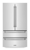 ZLINE Autograph Edition 36-Inch 22.5 cu. ft Freestanding French Door Refrigerator with Ice Maker in Black Stainless Steel with Gold Trim