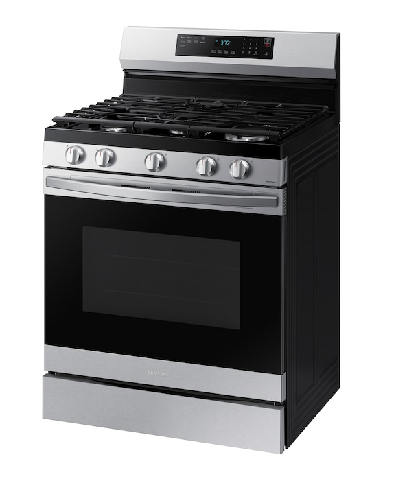 Samsung 30-in 5 Burners 6-cu ft Self-cleaning Air Fry Convection Oven  Freestanding Smart Natural Gas Range (Fingerprint Resistant Stainless  Steel) in the Single Oven Gas Ranges department at