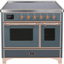 ILVE Majestic II 40" Induction Range with Element Stove and Electric Oven in Blue Grey with Copper Trim, UMDI10NS3BGP