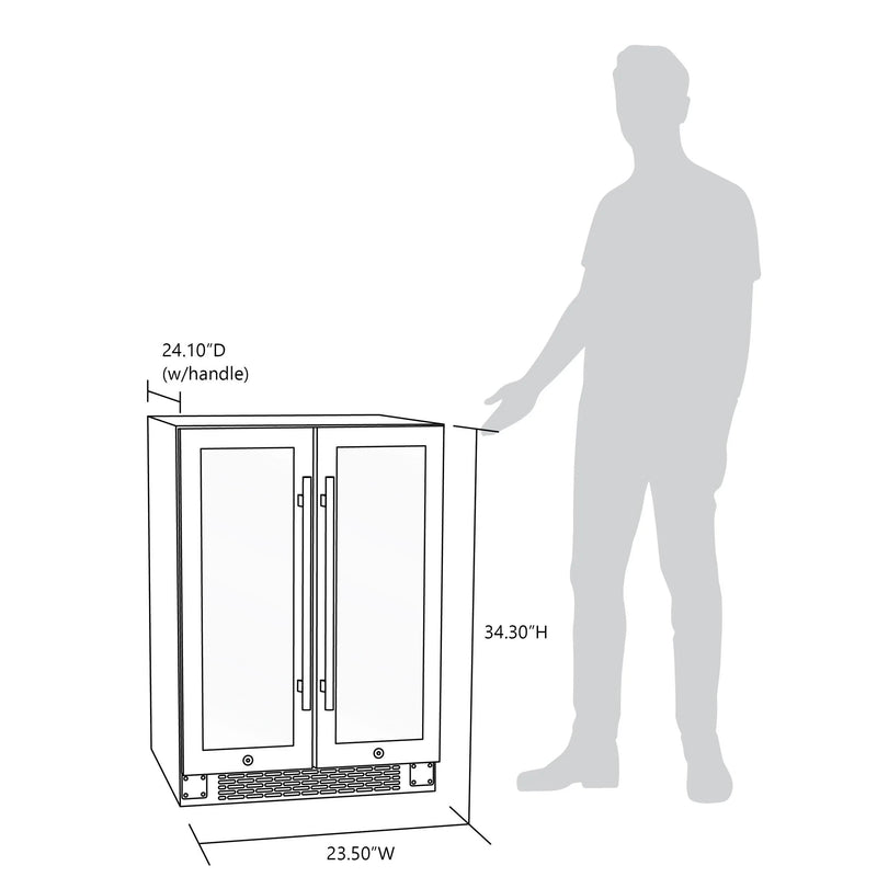 NewAir 24 In. 20 Bottle and 60 Can Dual Zone Wine and Beverage Cooler, NWB080SS00