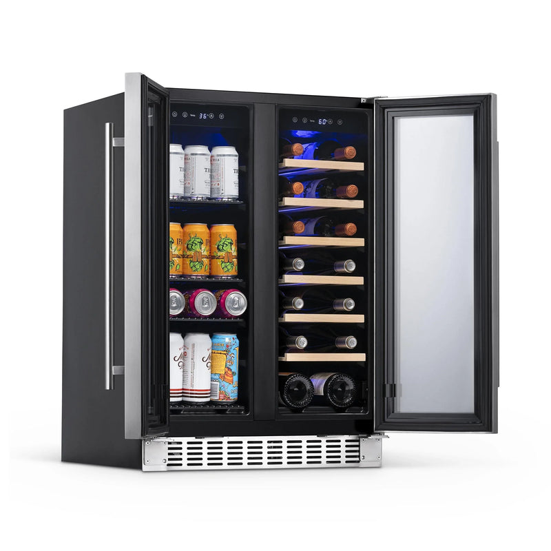 NewAir 24 In. 20 Bottle and 60 Can Dual Zone Wine and Beverage Cooler, NWB080SS00