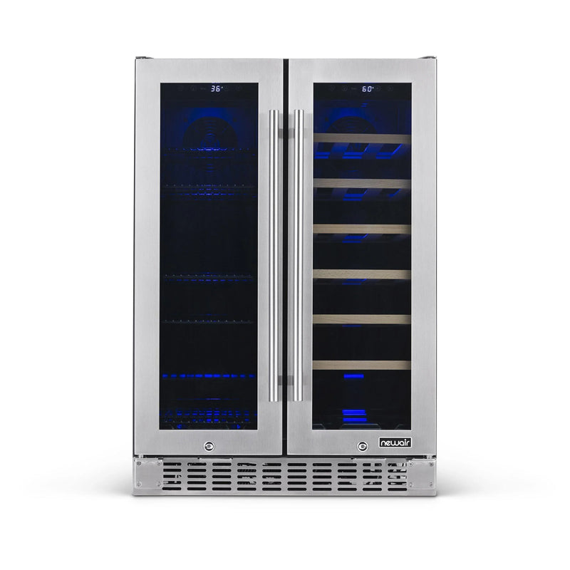 NewAir 24 In. 20 Bottle and 60 Can Dual Zone Wine and Beverage Cooler, NWB080SS00