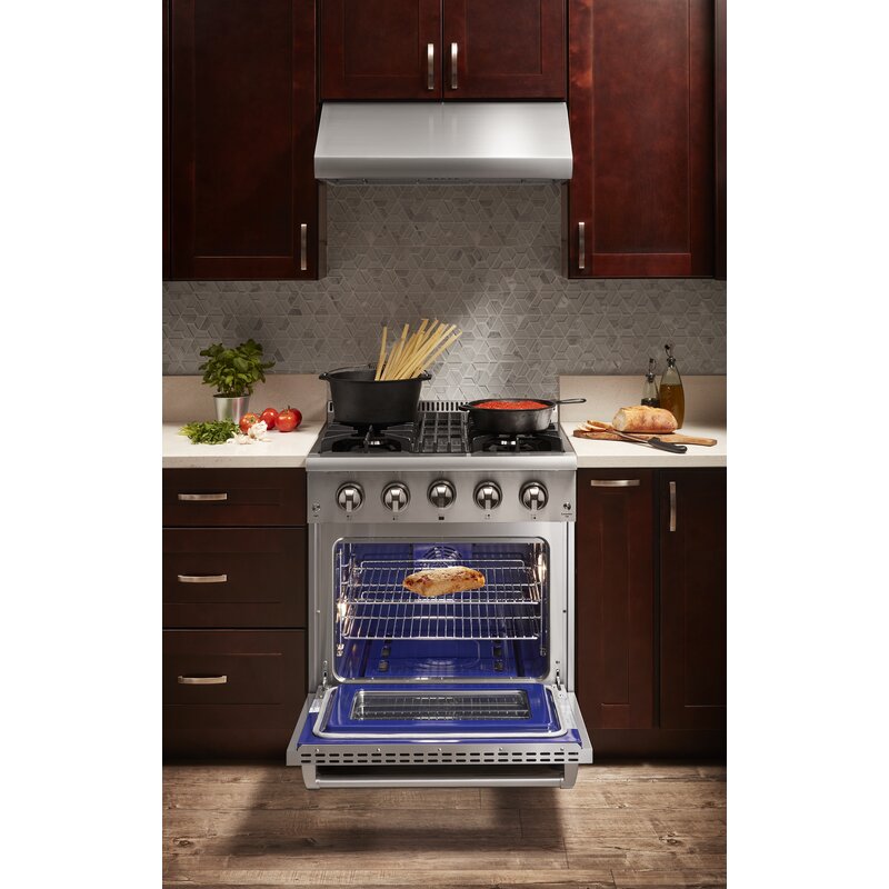 THOR Kitchen 30 in. Natural Gas Burner/Electric Oven Range in Stainless Steel, HRD3088U