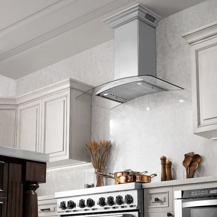 ZLINE 30" CrownSound Ducted Vent Wall Mount Range Hood in Stainless Steel with Built-in Bluetooth Speakers, KNCRN-BT-30