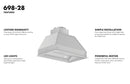 ZLINE 28 in. Width Wall Mount Range Hood Insert (18 in. Depth), 698-28
