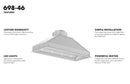 ZLINE 46 in. Width Outdoor Range Hood Insert (18 in. Depth), 698-304-46