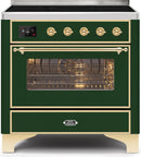 ILVE Majestic II 36" Induction Range with Element Stove and Electric Oven in Emerald Green with Brass Trim, UMI09NS3EGG