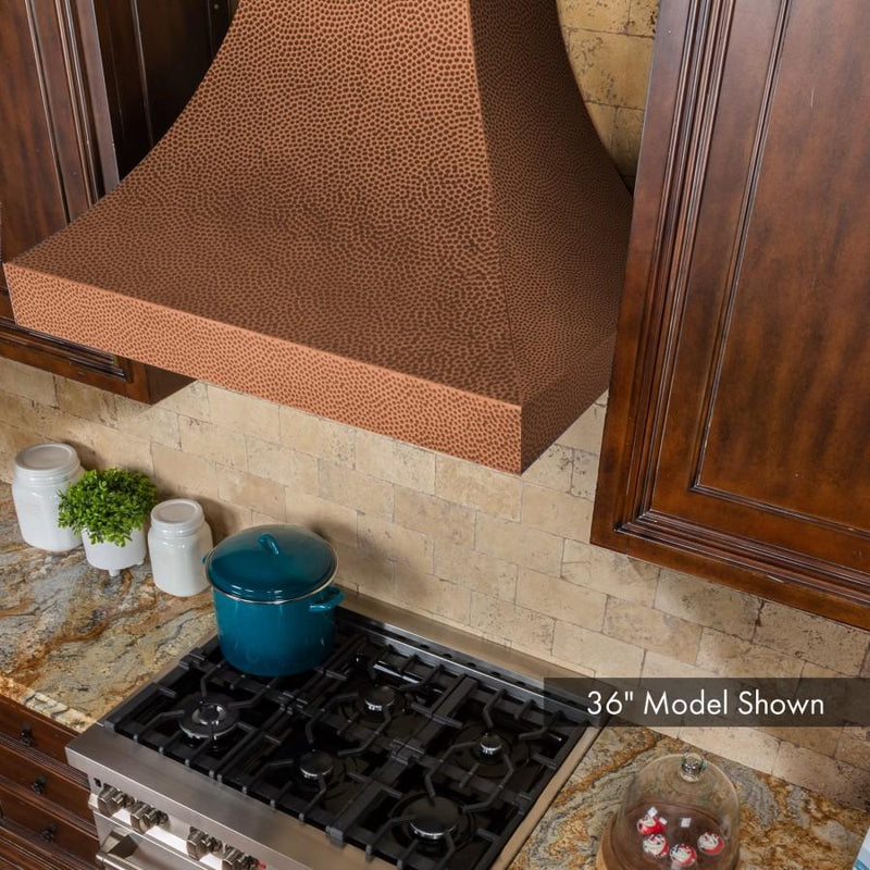 ZLINE 36 in. Designer Series Hand-Hammered Copper Finish Wall Range Hood, 8632H-36