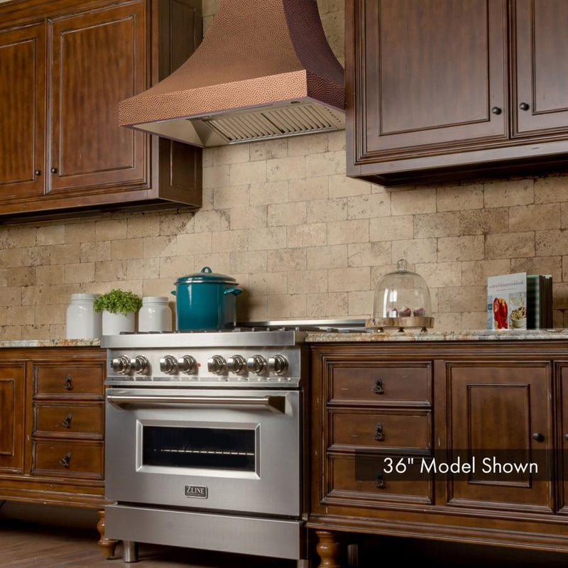 ZLINE 48 in. Designer Series Hand-Hammered Copper Finish Wall Range Hood, 8632H-48