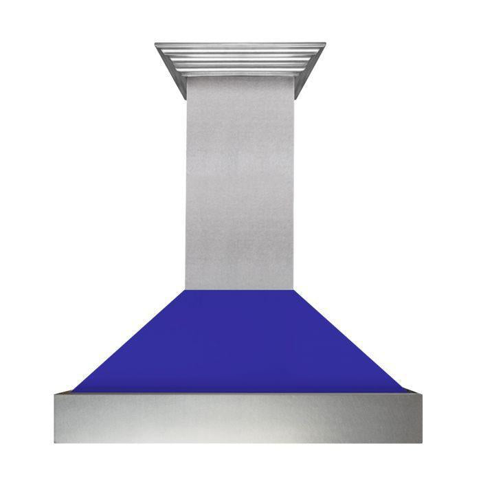 ZLINE 48 in. Ducted DuraSnow® Stainless Steel Range Hood with Blue Matte Shell, 8654BM-48