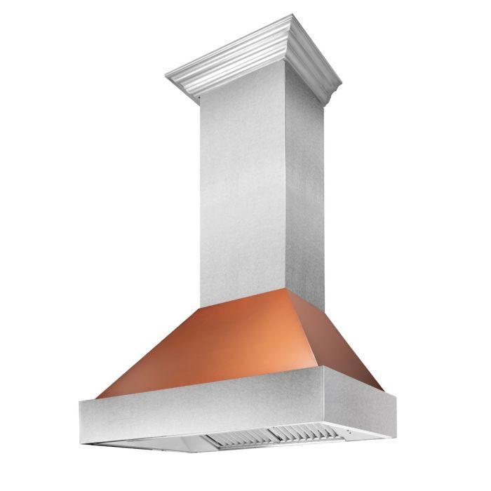 ZLINE 30 in. Ducted DuraSnow® Stainless Steel Range Hood with Copper Shell, 8654C-30