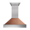 ZLINE 30 in. Ducted DuraSnow® Stainless Steel Range Hood with Hand-Hammered Copper Shell, 8654HH-30