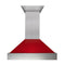 ZLINE 30 in. Ducted DuraSnow® Stainless Steel Range Hood with Red Gloss Shell, 8654RG-30