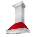 ZLINE 30 in. Ducted DuraSnow® Stainless Steel Range Hood with Red Gloss Shell, 8654RG-30