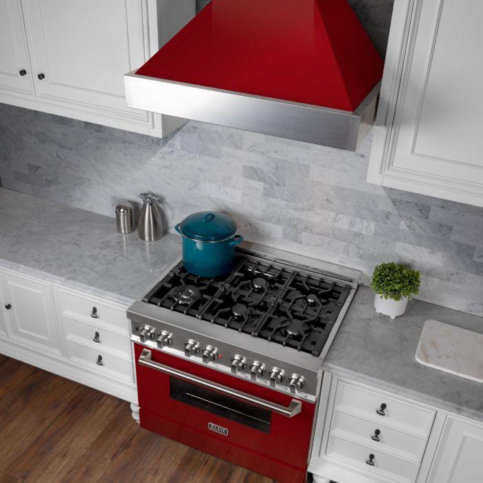 ZLINE 30 in. Ducted DuraSnow® Stainless Steel Range Hood with Red Gloss Shell, 8654RG-30