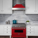 ZLINE 30 in. Ducted DuraSnow® Stainless Steel Range Hood with Red Matte Shell, 8654RM-30