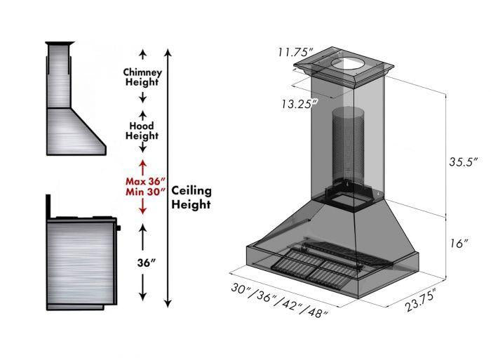 ZLINE 30 in. DuraSnow® Finish Range Hood with White Matte Shell, 8654WM-30