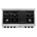 ZLINE Autograph Edition 48" Porcelain Rangetop with 7 Gas Burners in DuraSnow® Stainless Steel and Matte Black Accents, RTSZ-48-MB