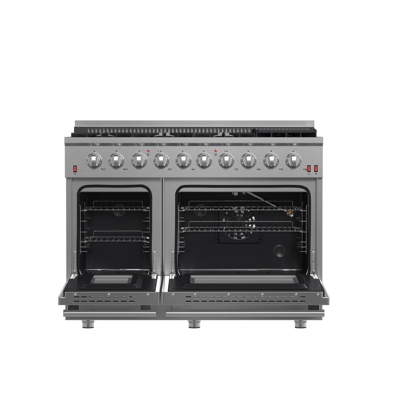 FORNO Galiano 48" 6.58 cu. ft. Gas Range with 8 Italian Burners in Stainless Steel, FFSGS6244-48