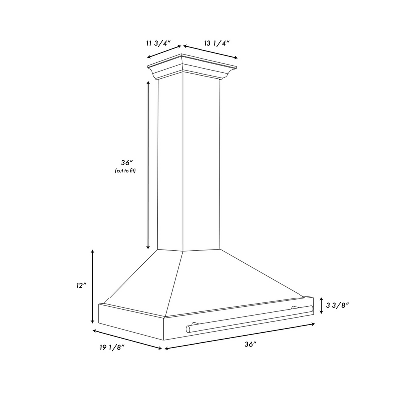 ZLINE 36" 400 CFM Convertible Wall Mount Range Hood in Black Stainless Steel, BSKB4X-36