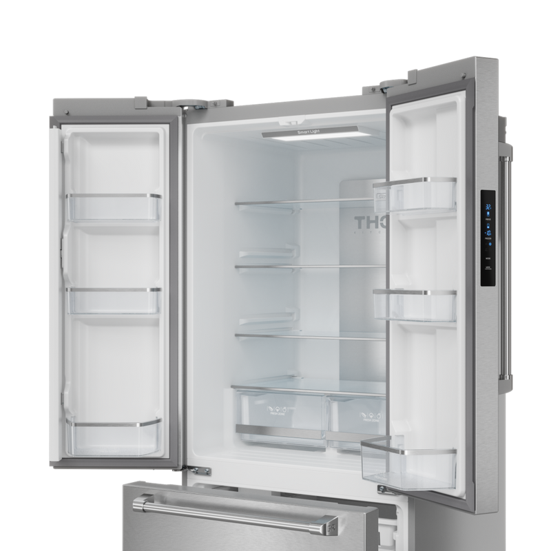Gordon Ramsay by THOR Kitchen 30" 17.5 cu. ft. French Door Counter Depth Refrigerator with Ice Maker in Stainless Steel, RF3017FFD99