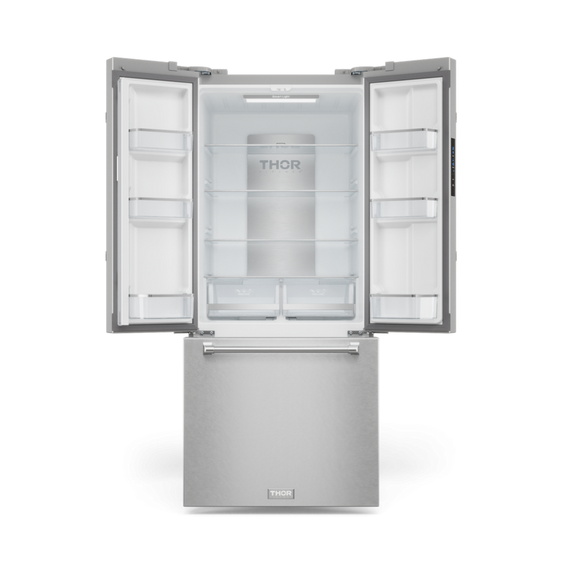 Gordon Ramsay by THOR Kitchen 30" 17.5 cu. ft. French Door Counter Depth Refrigerator with Ice Maker in Stainless Steel, RF3017FFD99