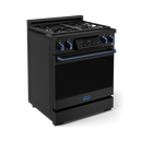 Gordon Ramsay by THOR Kitchen 30" 4.55 cu. ft. Professional Natural Gas Range with Tilt Panel Touch Control and Self-Clean in Matte Black with Navy Blue Accents, RSG30B-BLU