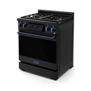 Gordon Ramsay by THOR Kitchen 30" 4.55 cu. ft. Professional Natural Gas Range with Tilt Panel Touch Control and Self-Clean in Matte Black with Navy Blue Accents, RSG30B-BLU