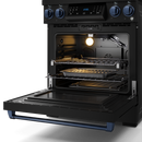 Gordon Ramsay by THOR Kitchen 30" 4.55 cu. ft. Professional Natural Gas Range with Tilt Panel Touch Control and Self-Clean in Matte Black with Navy Blue Accents, RSG30B-BLU