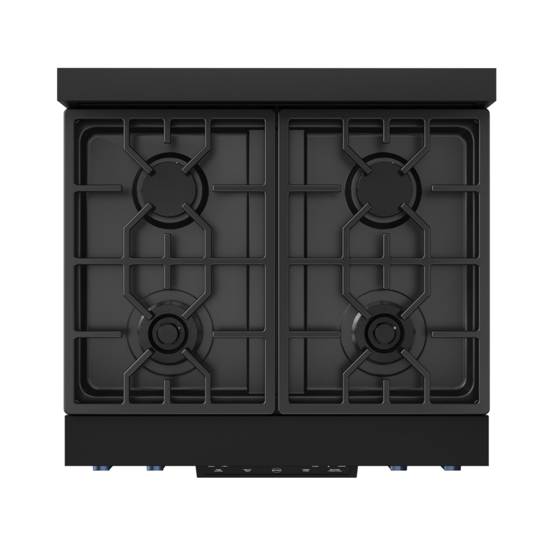 Gordon Ramsay by THOR Kitchen 30" 4.55 cu. ft. Professional Natural Gas Range with Tilt Panel Touch Control and Self-Clean in Matte Black with Navy Blue Accents, RSG30B-BLU