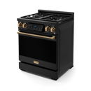 Gordon Ramsay by THOR Kitchen 30" 4.55 cu. ft. Professional Propane Gas Range with Tilt Panel Touch Control and Self-Clean in Matte Black with Bronze Accents, RSG30BLP-BRZ
