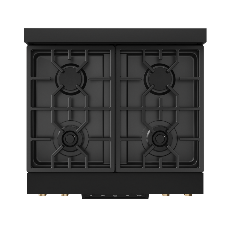 Gordon Ramsay by THOR Kitchen 30" 4.55 cu. ft. Professional Propane Gas Range with Tilt Panel Touch Control and Self-Clean in Matte Black with Bronze Accents, RSG30BLP-BRZ