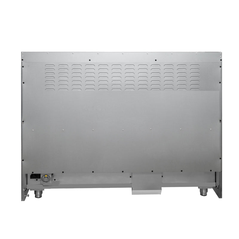 FORNO Galiano 48" 6.58 cu. ft. French Door Dual Fuel Range with 8 Sealed Burners and Griddle in White with Antique Brass Accents, FFSGS6356-48WHT