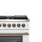 FORNO Galiano 48" 6.58 cu. ft. French Door Dual Fuel Range with 8 Sealed Burners and Griddle in White with Antique Brass Accents, FFSGS6356-48WHT