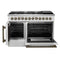 FORNO Galiano 48" 6.58 cu. ft. French Door Dual Fuel Range with 8 Sealed Burners and Griddle in White with Antique Brass Accents, FFSGS6356-48WHT