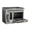 FORNO Galiano 48" 6.58 cu. ft. French Door Dual Fuel Range with 8 Sealed Burners and Griddle in White with Antique Brass Accents, FFSGS6356-48WHT
