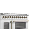 FORNO Galiano 48" 6.58 cu. ft. French Door Dual Fuel Range with 8 Sealed Burners and Griddle in White with Antique Brass Accents, FFSGS6356-48WHT
