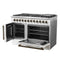 FORNO Galiano 48" 6.58 cu. ft. French Door Dual Fuel Range with 8 Sealed Burners and Griddle in White with Antique Brass Accents, FFSGS6356-48WHT