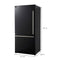 FORNO Espresso Milano 31" 17.2 cu. ft. Left Swing Refrigerator and Bottom Freezer with Ice Maker in Black and Silver Handles, FFFFD1786-31BLK