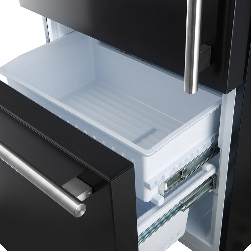 FORNO Espresso Milano 31" 17.2 cu. ft. Left Swing Refrigerator and Bottom Freezer with Ice Maker in Black and Silver Handles, FFFFD1786-31BLK