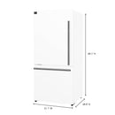 FORNO Espresso Milano 31" 17.2 cu. ft. Left Swing Refrigerator and Bottom Freezer with Ice Maker in White and Silver Handles, FFFFD1786-31WHT