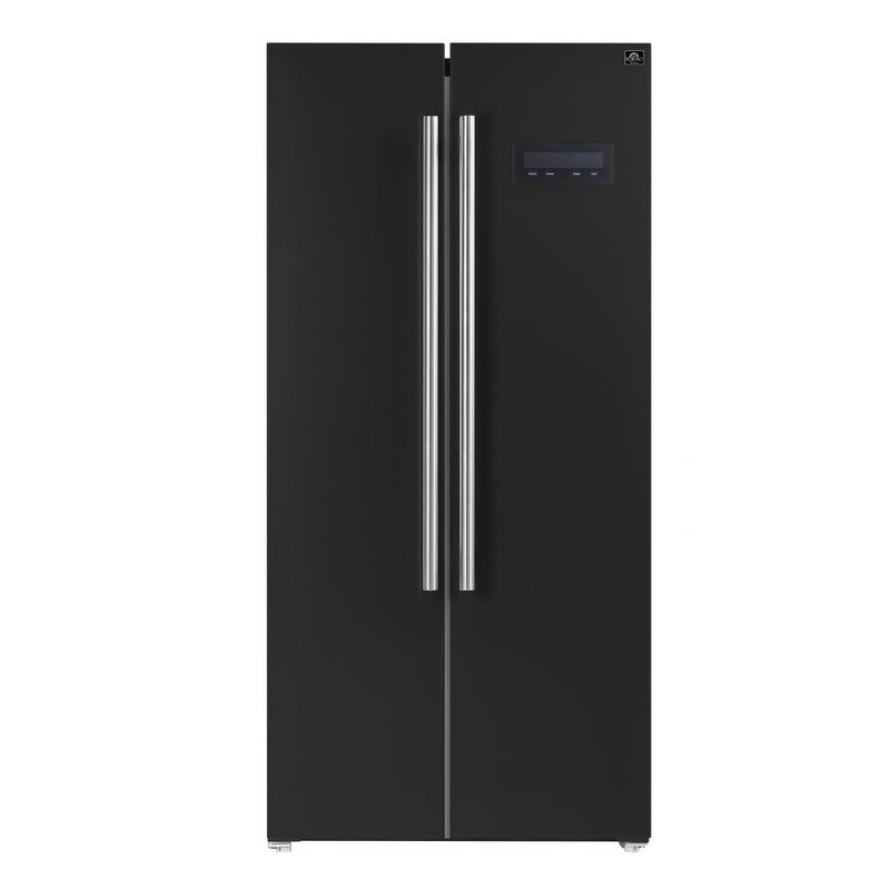 FORNO Espresso Salerno 33" 15.6 cu. ft. Refrigerator in Black with Silver Handles, FFRBI1805-33BLK