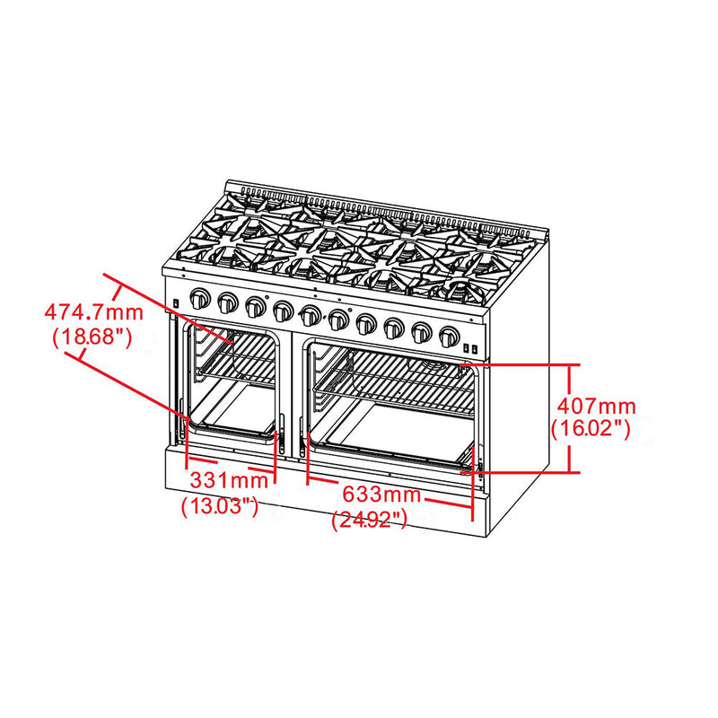 FORNO Galiano 48" 6.58 cu. ft. Gas Range with 8 Italian Burners in Stainless Steel, FFSGS6244-48