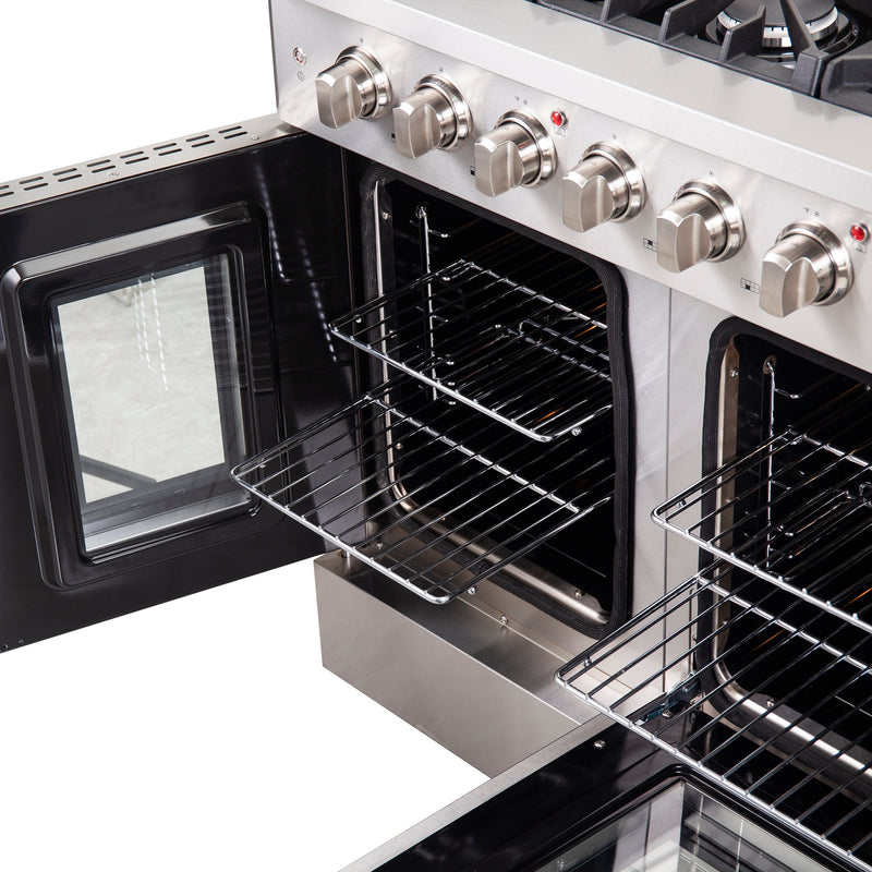 FORNO Galiano 48" 6.58 cu. ft. Freestanding Gas Range with French Door and 8 Burners, FFSGS6444-48